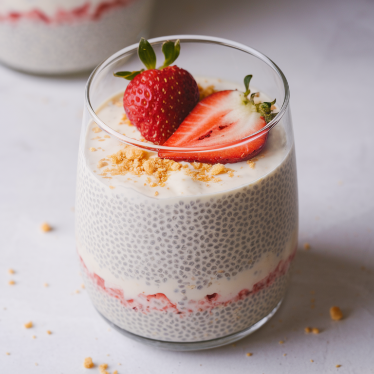 Strawberry Cheesecake Chia Seed Pudding